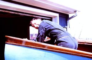 Richard working on boat